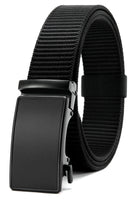 CHAOREN Black Ratchet Belts for Men - Casual Web Nylon Mens Belt 1 3/8" - Adjustable and Durable for Jeans