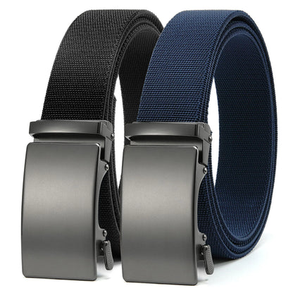 Adjustable Ratchet Elastic Belts for Men - 2-Pack Nylon Web