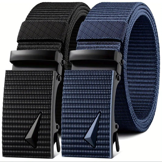 Generic Mens Durable Canvas Belt with Easy-Click Automatic Buckle - Stylish Adjustable Fit for Jeans and Casual Wear