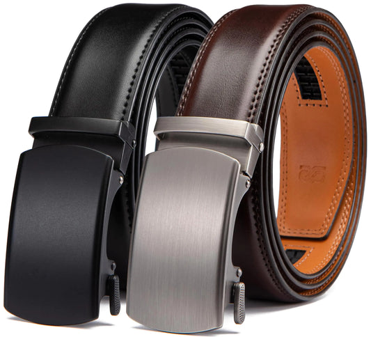 Men's Leather Belt Duo - Adjustable Dress &amp; Casual