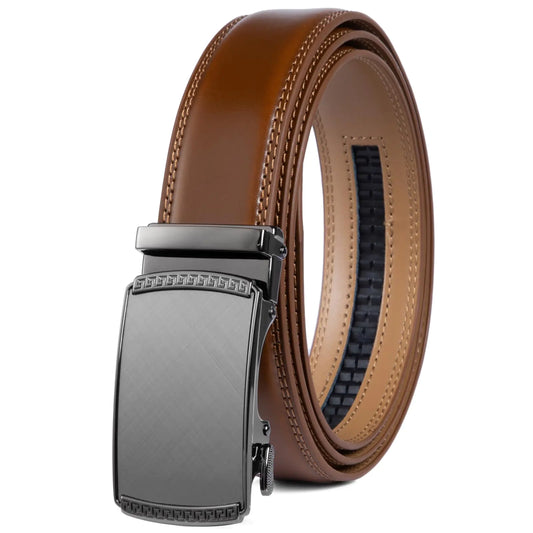 Founders & C Ratchet Belts for Men-Black/Brown Belt Men Leather 1 3/8" for Casual Dress-Micro Adjustable Belt and Customizable Fit (Brown 36" to 42" Waist Adjustable)